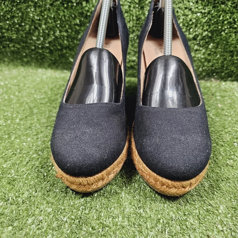 Viscata Barcelona Roses Navy Blue Canvas V Cut Espadrille Wedge Womens 39 US 8